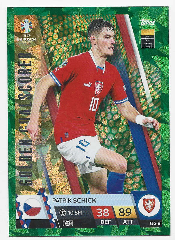 PATRICK SCHICK - Topps `UEFA EURO 2024` Collection - EMERALD FOIL`GOLDEN GOALSCORER` Trading Card