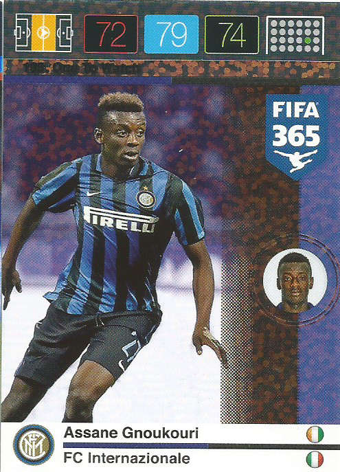 ASSANE GNOUKOURI - PANINI "FIFA 365" 2016 COLLECTION - FOIL "ONE to WATCH" TRADING CARD 195