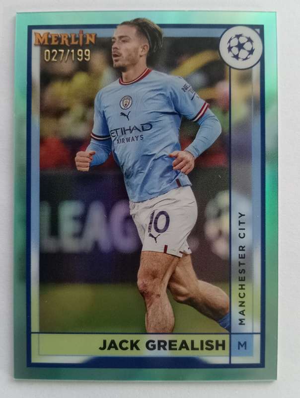JACK GREALISH (Man. City) - TOPPS MERLIN UEFA CHROME 2023/24 - AQUA CHROME CARD 27 of 199