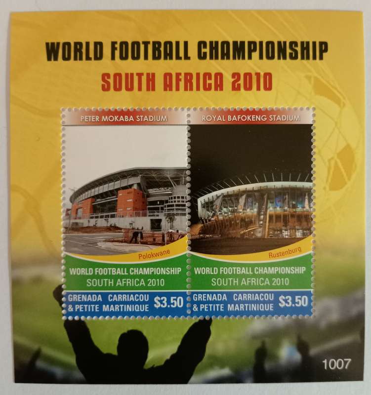 GRENADA - FIFA WORLD CUP SOUTH AFRICA 2010 STAMP SHEETS - SET of 2 STAMP MINIATURE SHEETS - Group F