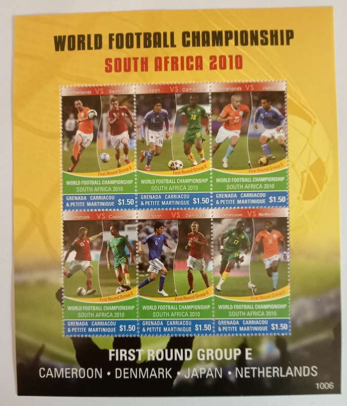 GRENADA - FIFA WORLD CUP SOUTH AFRICA 2010 STAMP SHEETS - SET of 2 STAMP MINIATURE SHEETS - Group E