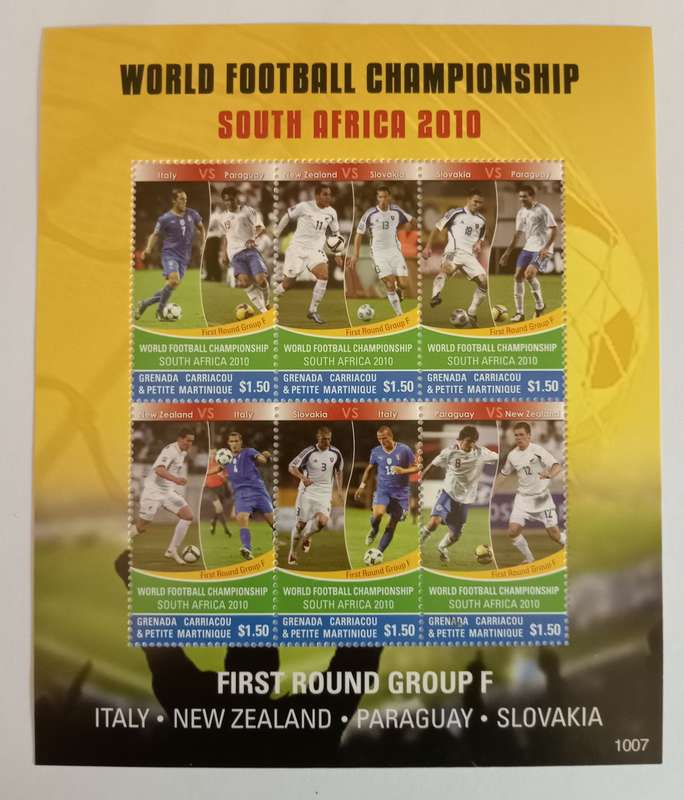 GRENADA - FIFA WORLD CUP SOUTH AFRICA 2010 STAMP SHEETS - SET of 2 STAMP MINIATURE SHEETS - Group F