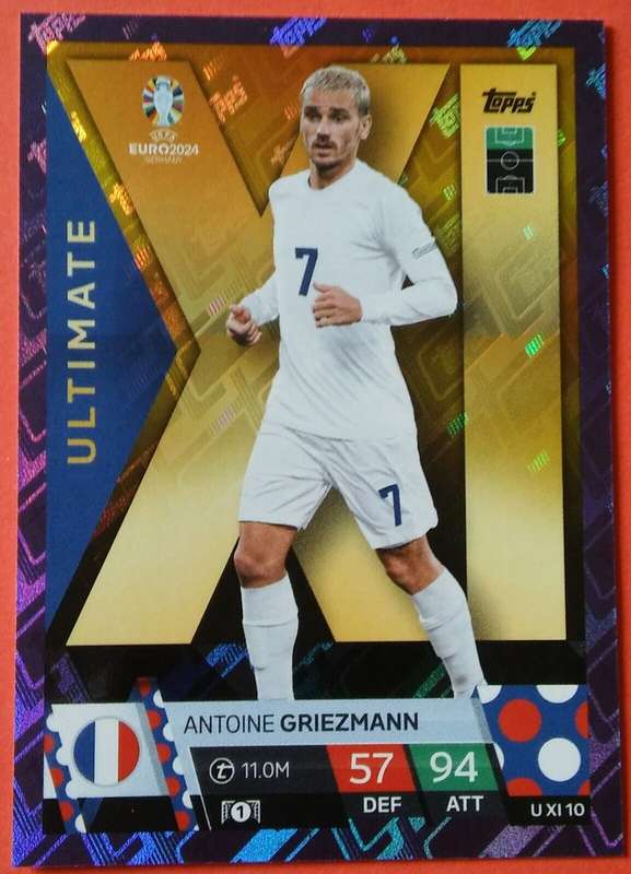 ANTOINE GRIEZMANN - Topps `UEFA EURO 2024` Collection -  PURPLE PARALLEL`ULTIMATE` Trading Card