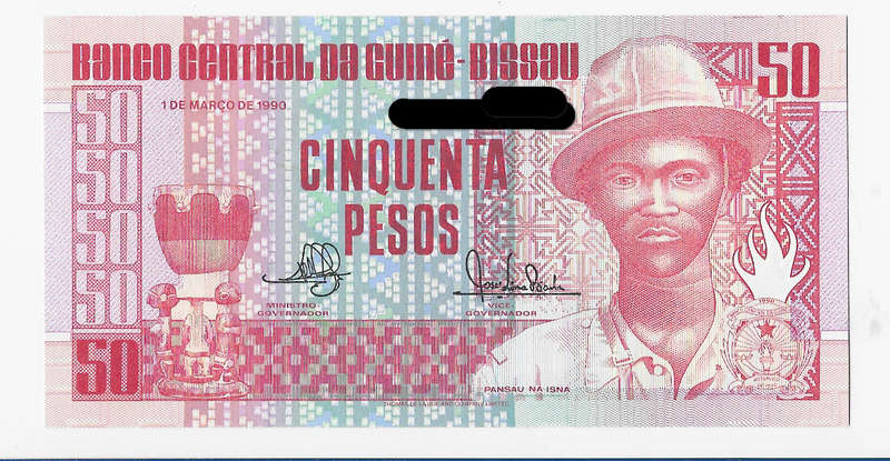 BANCO CENTRAL de GUINEA BISSAU - 50 PESOS BANK NOTE  1990 -  UNC. CONDITION - A