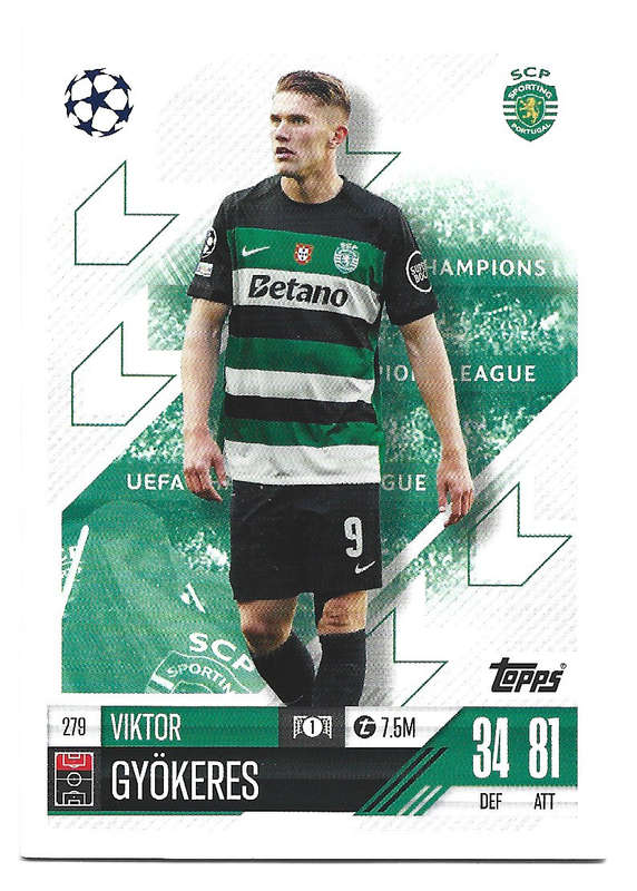 VIKTOR GYOKERES (Sporting) - TOPPS Champ/League 2024/25 - ROOKIE BASE TRADING CARD 279