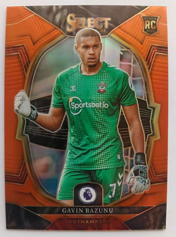 GAVIN BAZUNU (Southampton) - PANINI PRIZM SELECT TERACE EPL 2023 - ORANGE PRIZM ROOKIE CARD 43 of 99