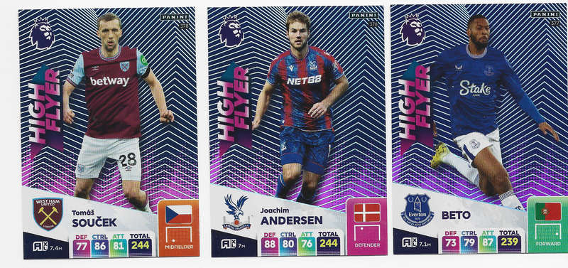 PANINI English Premier League 2024/25 - COMPLETE SET of 3 FOIL "HIGH FLYER" TRADING CARDS