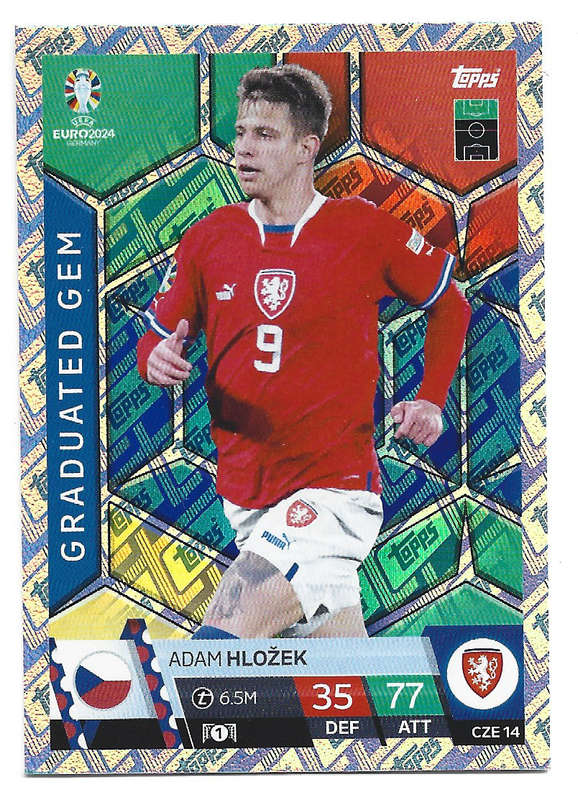 ADAM HLOZEK - Topps `UEFA EURO 2024` Collection - FOIL`GRADUATED GEM` Trading Card CZE14