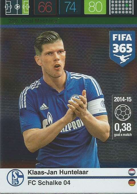 KLAAS JAN HUNTELAAR - PANINI "FIFA 365" 2016 COLLECTION - FOIL "GOAL MACHINE" TRADING CARD 220