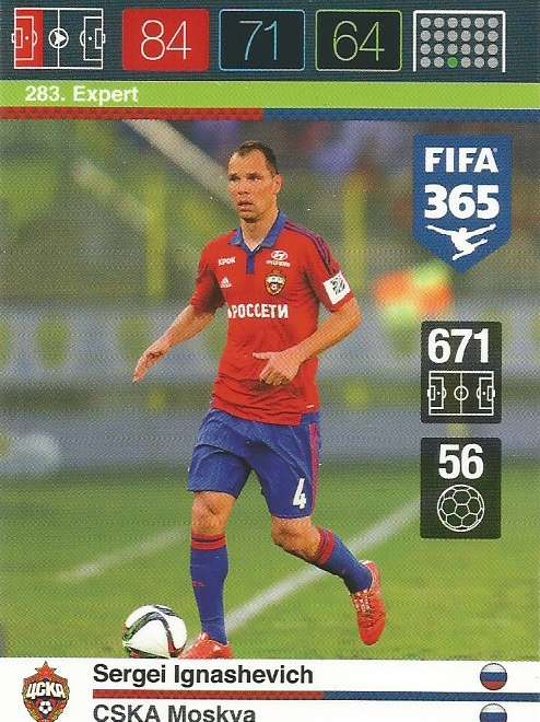 SERGEI IGNASHEVICH - PANINI "FIFA 365" 2016 COLLECTION - FOIL "EXPERT" TRADING CARD 283