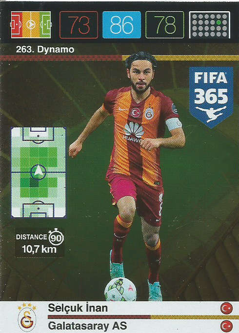 SELCUK INAN - PANINI "FIFA 365" 2016 COLLECTION - FOIL "DYNAMO" TRADING CARD 263