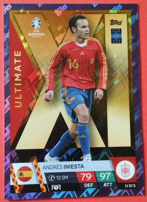 ANDRES INIESTA - Topps `UEFA EURO 2024` Collection - PURPLE PARALLEL `ULTIMATE` Trading Card