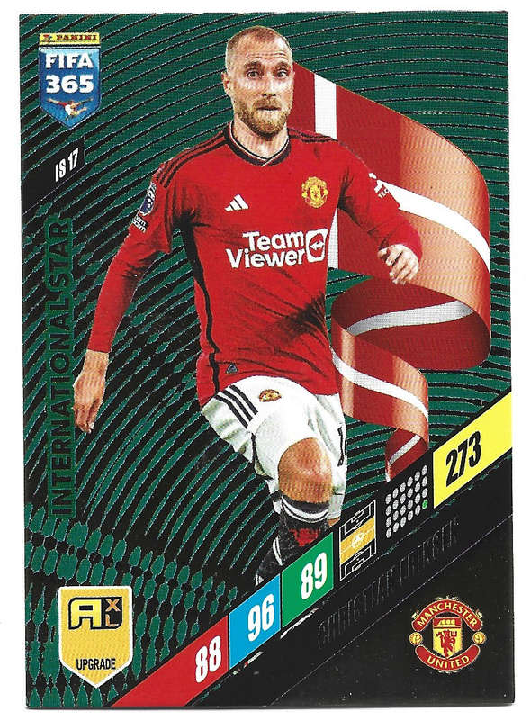 CHRISTIAN ERIKSEN - PANINI FIFA 365 COLLECTION UPDATES 2024 - FOIL `INTERNATIONAL STAR" CARD IS17