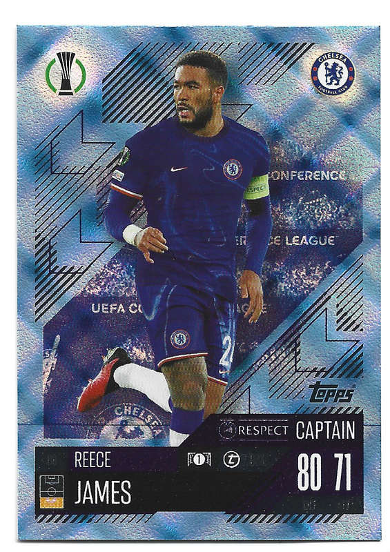 REECE JAMES - TOPPS `CHAMPIONS/EUROPA LEAGUE` 2023/24 -  FOIL "CAPTAIN" TRADING CARD