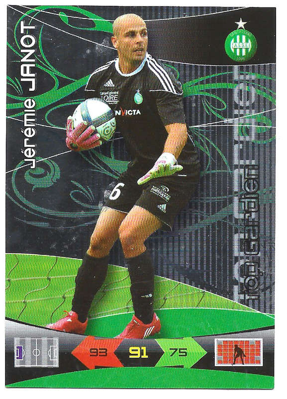JEREMIE JANOT - PANINI FRENCH "LIGUE 1" 2010/2011 - FOIL  "GOAL STOPPER" TRADING CARD