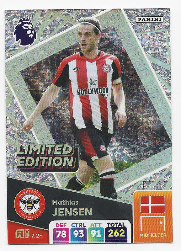 MATHIAS JENSEN - PANINI English Premier League 2024/25 - "LIMITED EDITION" TRADING CARD