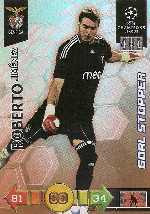 ROBERTO JIMENEZ - PANINI `CHAMPIONS LEAGUE` 2010/2011 - FOIL `GOAL STOPPER` TRADING CARD