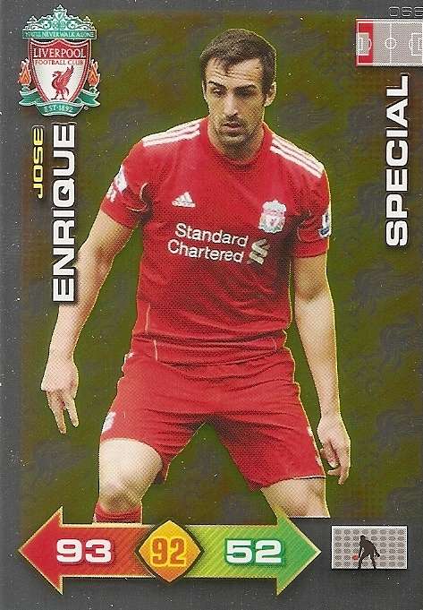 JOSE ENRIQUE - PANINI LIVERPOOL 2011/12 COLLECTION - RARE  GOLD  "SPECIAL" TRADING CARD 66