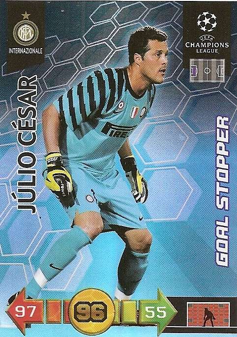 JULIO CESAR - PANINI `CHAMPIONS LEAGUE` 2010/2011 - FOIL `GOAL STOPPER` TRADING CARD
