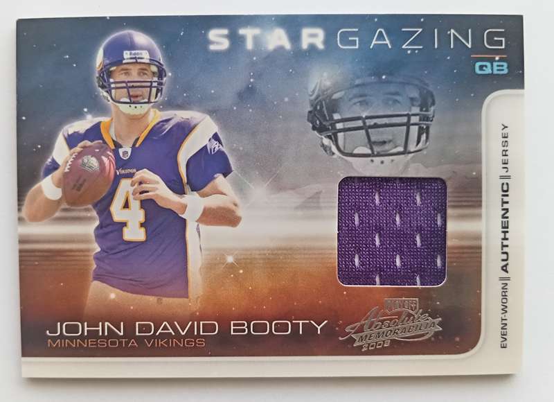 JOHN D. BOOTY (Minnesota) - PANINI NFL 2008 COLLECTION - RARE "EVENT WORN" TRADING CARD 195 of 250
