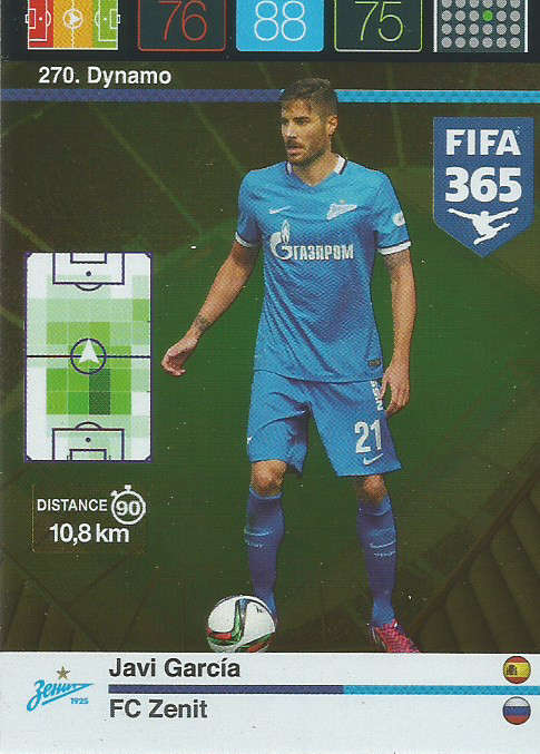 JAVI GARCIA - PANINI "FIFA 365" 2016 COLLECTION - FOIL "DYNAMO" TRADING CARD 270
