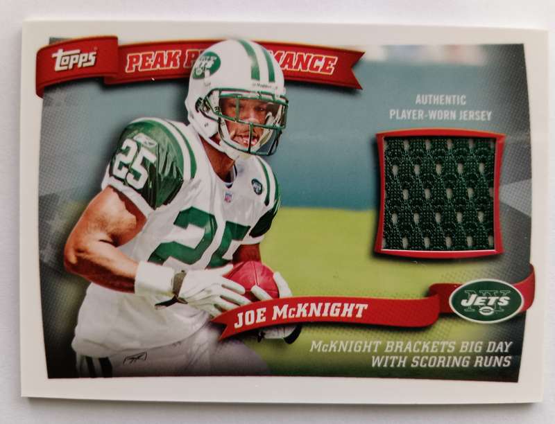 JOE McNIGHT - TOPPS NFL 2010 COLLECTION - "GAME USED JERSEY" TRADING CARD