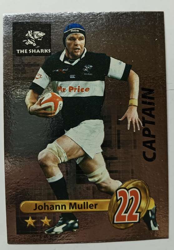 JOHAN MULLER (Sharks) - BIG BALL RUGBY COLLECTION  2009 - FOIL `CAPTAIN` TRADING CARD