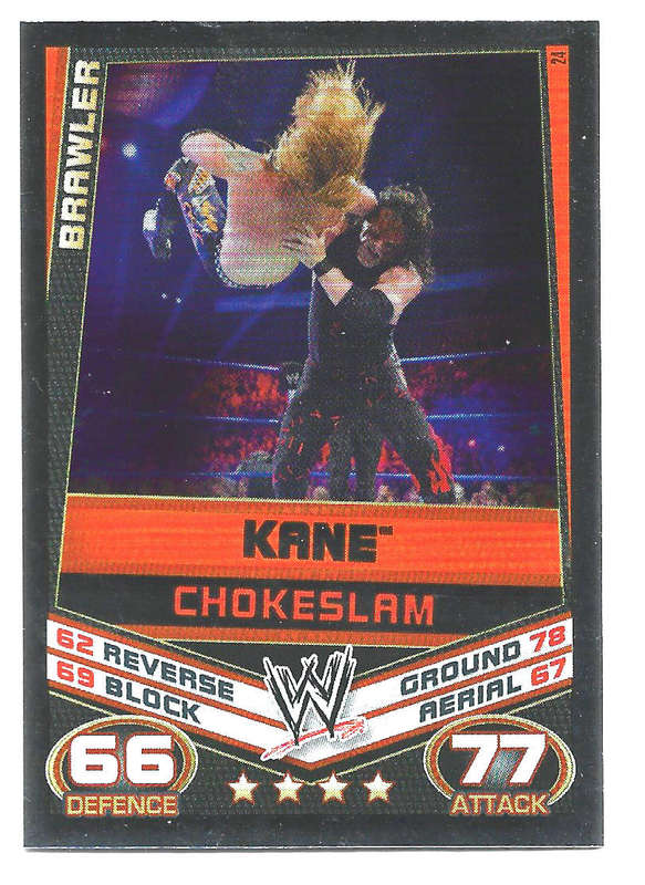 KANE - TOPPS WWE SLAM ATTAX REBELLION 2013/14 - FOIL `FINNISH MOVE` TRADING CARD