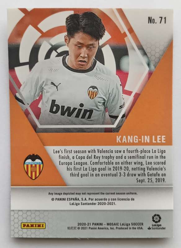 KANG LEE (Valencia) - PANINI MOSAIC CHROME LA LIGA SPAIN 2021 -  CHROME CARD 71