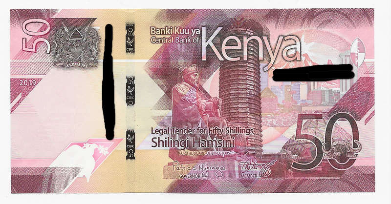 BANK of KENYA - 50 SHILLINGS BANK NOTE  2019 -   NOTE in UNC. CONDITION A
