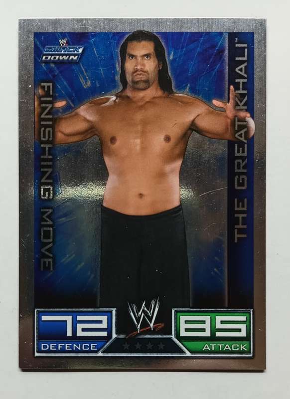 THE GREAT KHALI - WWE TOPPS SLAM ATTAX 2009/10 - SILVER FOIL FINNISH MOVE TRADING CARD