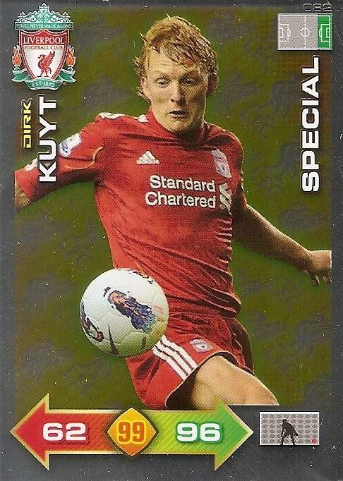 DIRK KUYT - PANINI LIVERPOOL 2011/12 COLLECTION - RARE  GOLD  "SPECIAL" TRADING CARD 82