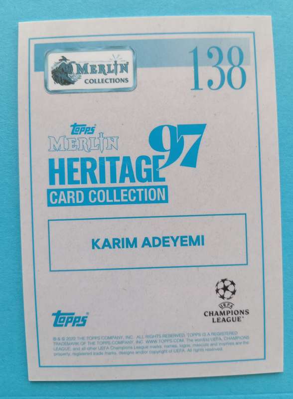 KARIM ADEYEMI (Leipsig) - TOPPS MERLIN Heritage C/League 2022 - CHROME ACTION TRADING CARD 138