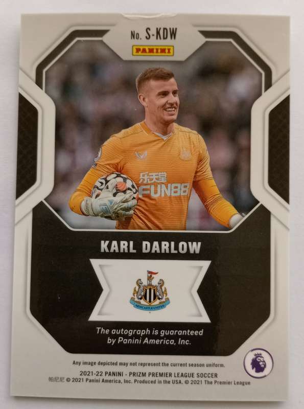 KARL DARLOW (Newcastle)- PANINI PREMIER LEAGUE PRIZM SIGNATURES 2021 - AUTOGRAPH TRADING CARD