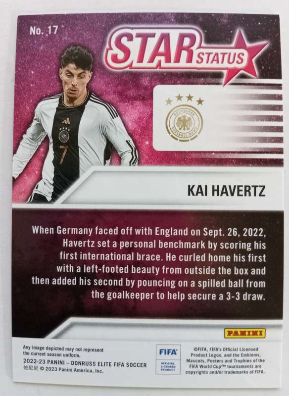 KAI HAVERTZ (Germany) - PANINI DONRUSS ELITE FIFA SOCCER 2023 - PINK STAR STATUS TRADING CARD 17