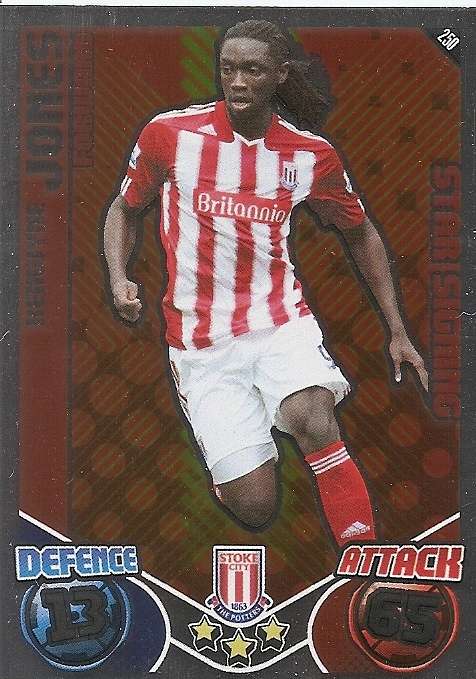 KENWWYNE JONES - TOPPS `MATCH ATTAX`2010/2011 - FOIL `STAR SIGNING` TRADING CARD 250