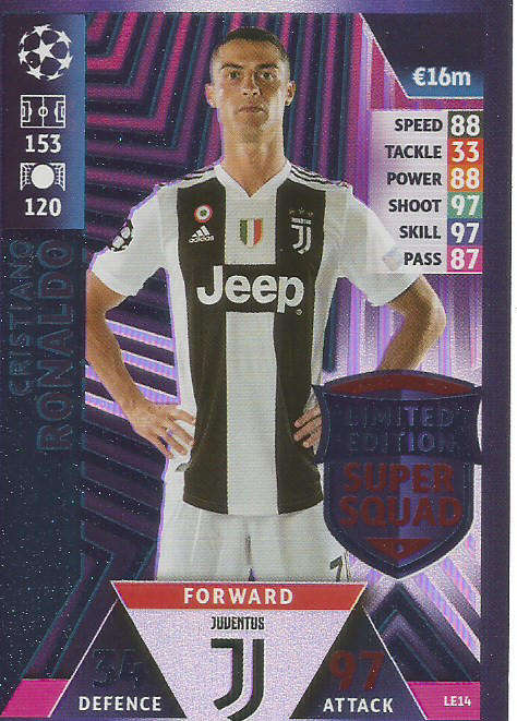 CRISTIANO RONALDO - TOPPS CHAMPIONS LEAGUE 2018/19 -  `LIMITED EDITION` FOIL TRADING CARD