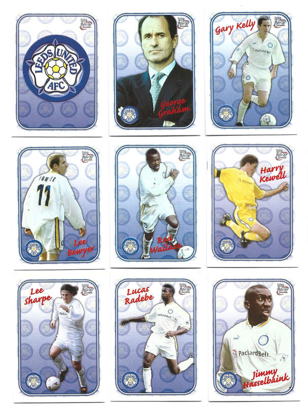 LEEDS UNITED FC  - FUTERA FANS SELECTION SET 1999 - COMPLETE EMBOSSED TEAM INSERT CARD SET of 18