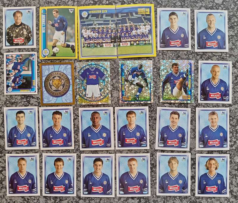 LEICESTER CITY FC - MERLIN Premier League sticker collection 1998 - COMPLETE TEAM SET OF 24 STICKERS