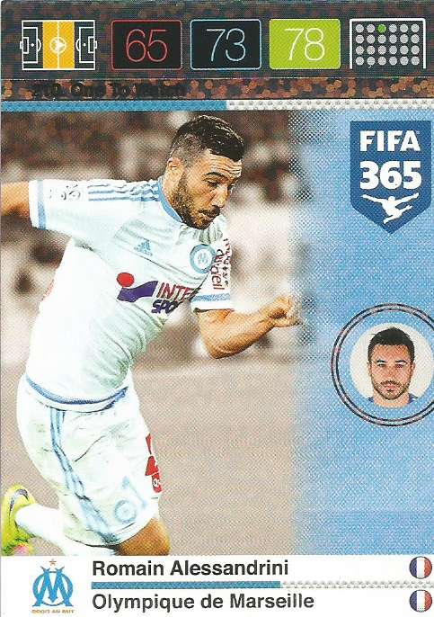 ROMAIN ALESSANDRINI - PANINI "FIFA 365" 2016 COLLECTION - FOIL "ONE to WATCH" TRADING CARD 210