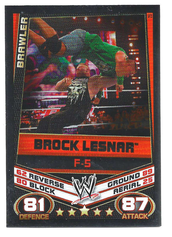 BROCK LESNAR - TOPPS WWE SLAM ATTAX REBELLION 2013/14 - FOIL `FINNISH MOVE` TRADING CARD