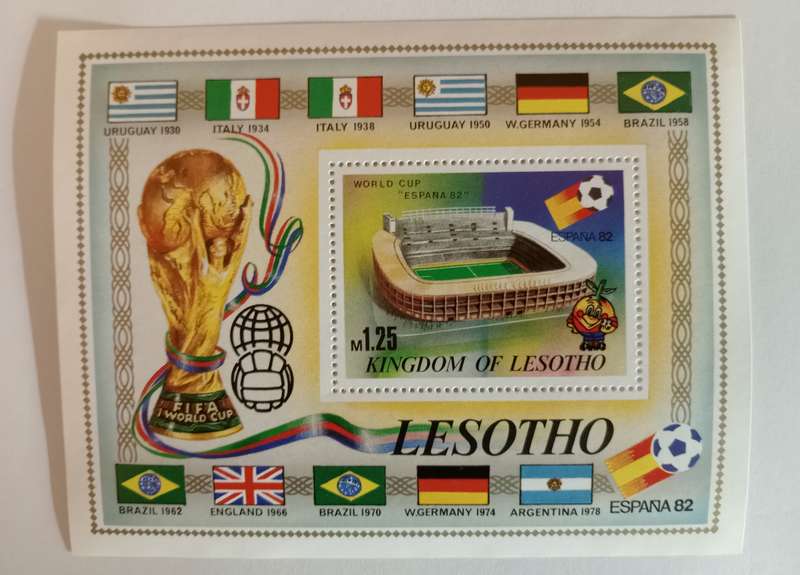 LESOTHO - FIFA WORLD CUP 1982 SPAIN STAMP SHEET - STAMP MINIATURE SHEET