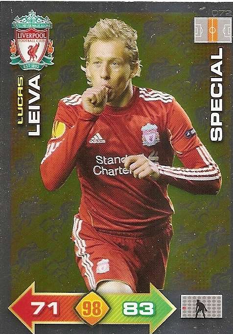 LUCAS LEIVA - PANINI LIVERPOOL 2011/12 COLLECTION - RARE  GOLD  "SPECIAL" TRADING CARD 72