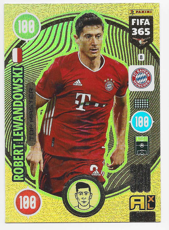 ROBERT LEWANDOWSKI - PANINI FIFA 365 COLLECTION 2021 - FOIL `TOP MASTER` FOIL TRADING CARD 8