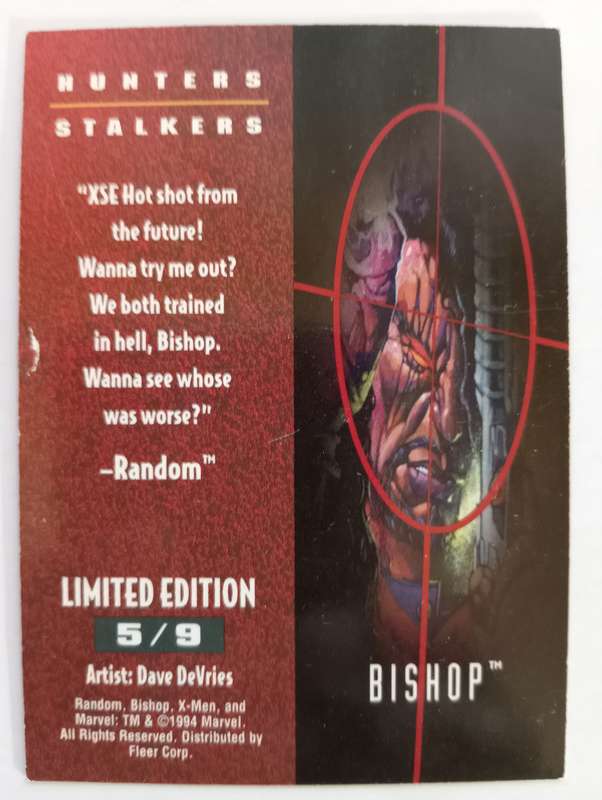 MARVEL FLEER ULTRA 1995 - `HUNTERS & STALKERS` -  BISHOP `RAINBOW` Limited Edition Card 5 of 9 A