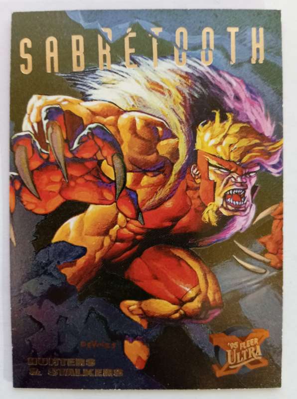 MARVEL FLEER ULTRA 1995 - `HUNTERS & STALKERS` -  SABRETOOTH `RAINBOW` Limited Edition Card 6 of 9 A