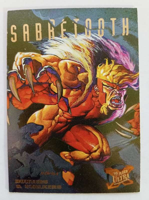 MARVEL FLEER ULTRA 1995 - `HUNTERS & STALKERS` -  SABRETOOTH `RAINBOW` Limited Edition Card 6 of 9 B