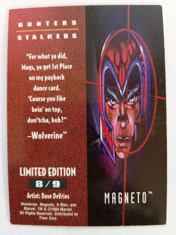 MARVEL FLEER ULTRA 1995 - `HUNTERS & STALKERS` -  MAGNETO `RAINBOW` Limited Edition Card 8 of 9