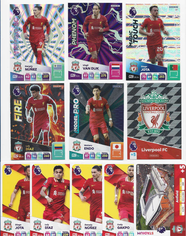 LIVERPOOL FC  - PANINI English Premier League 2024/25 - COMPLETE TEAM SET of 23 CARDS