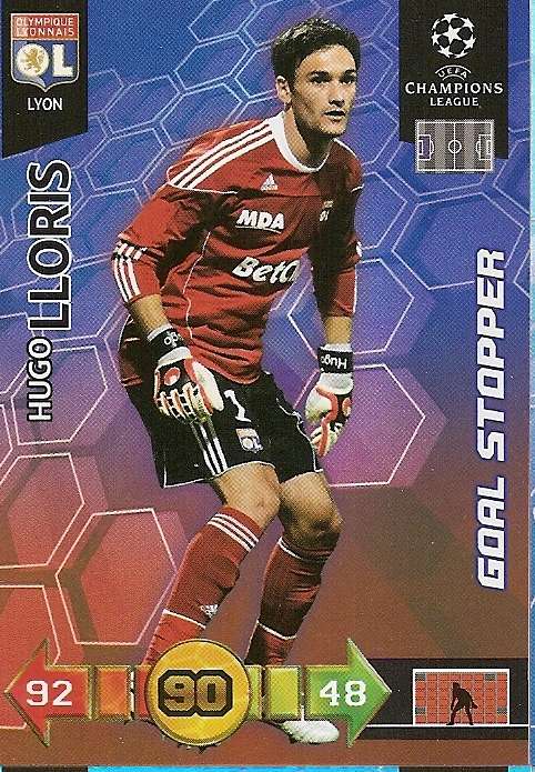 HUGO LLORIS - PANINI `CHAMPIONS LEAGUE` 2010/2011 - FOIL `GOAL STOPPER` TRADING CARD